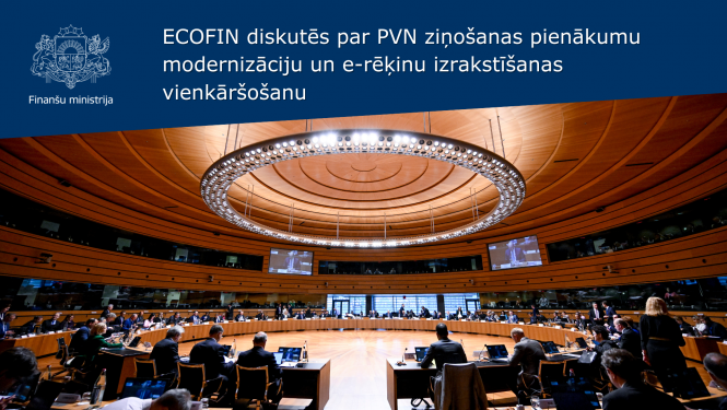 ECOFIN diskutēs par PVN ziņošanas pienākumu modernizāciju un e-rēķinu izrakstīšanas vienkāršošanu. Attēlā sanāksmju zāle Luksemburgā